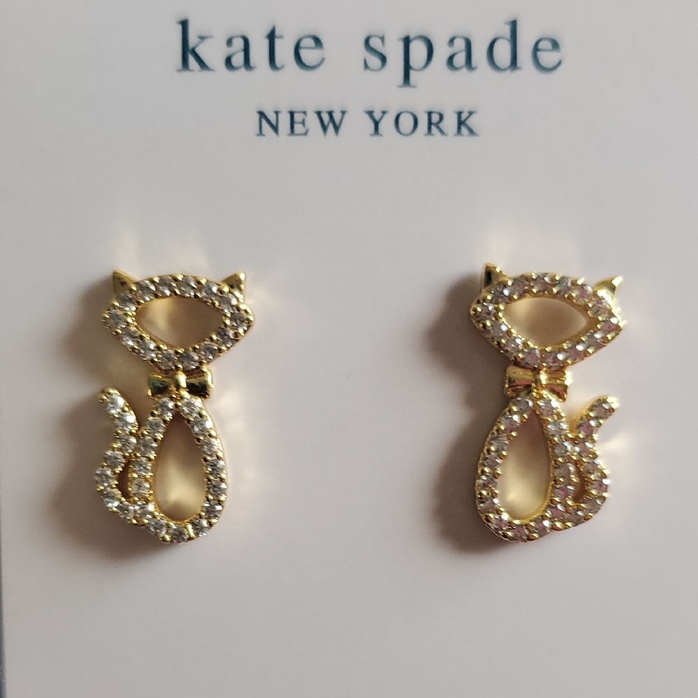 Kate Spade Jazz Things Up Pave Cat Studs - Picture 3 of 7